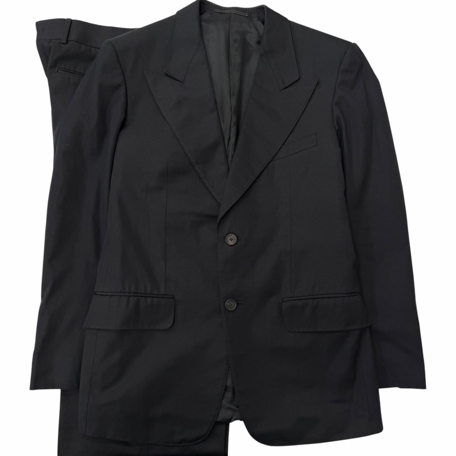 美品□GUCCI グッチ ヴィンテージ コットン100％ トムフォード期 シングル ピークドラペル スーツ 上下セットアップ ブラック 46 メンズ 【中古】｜衣類＆ブランドリサイクル GREEN