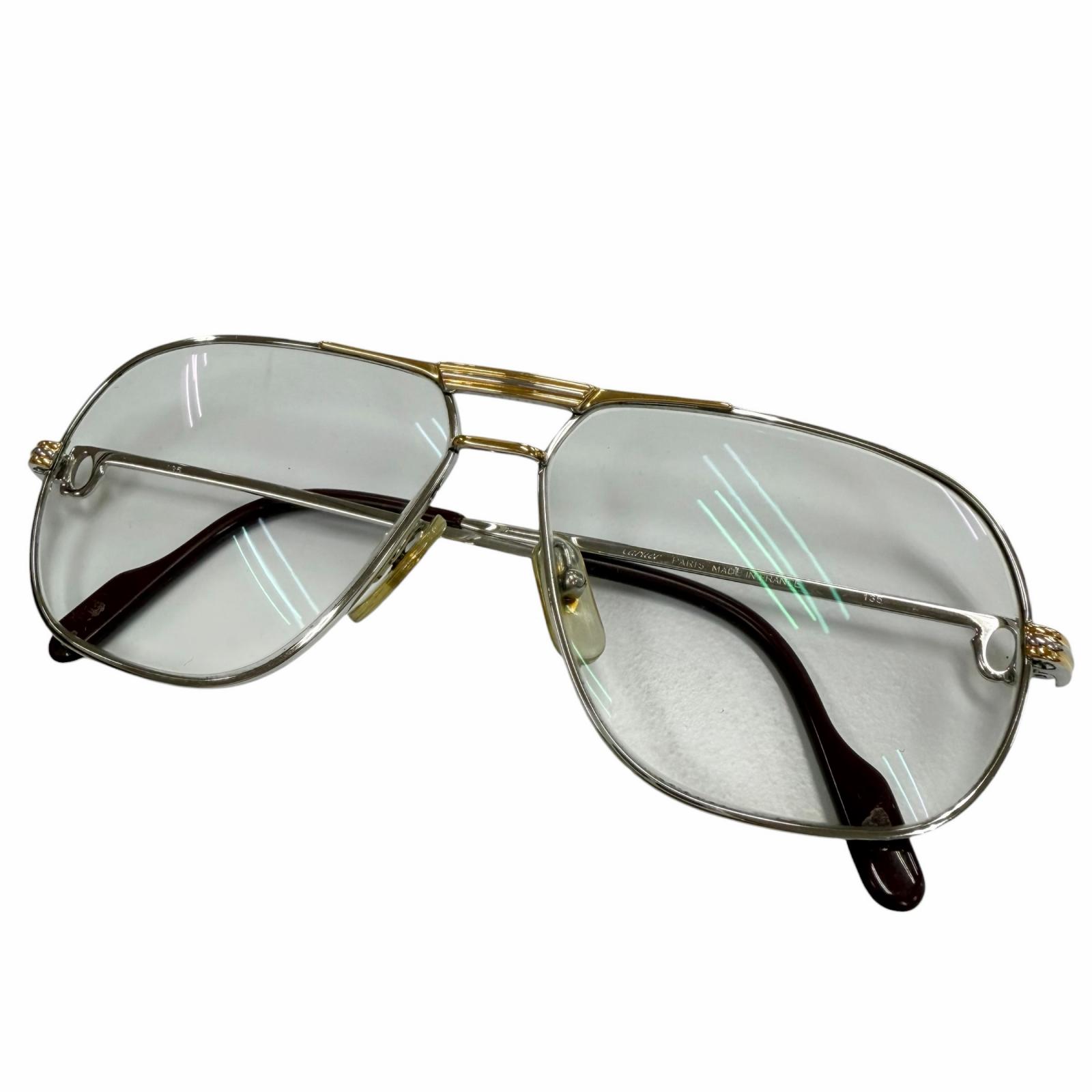 良品▼Cartier カルティエ トリニティ ツーブリッジ メガネ 眼鏡 アイウェア シルバー ボルドー 59□12 135 度入り フランス製 メンズ 【中古】|衣類&ブランドリサイクル GREEN