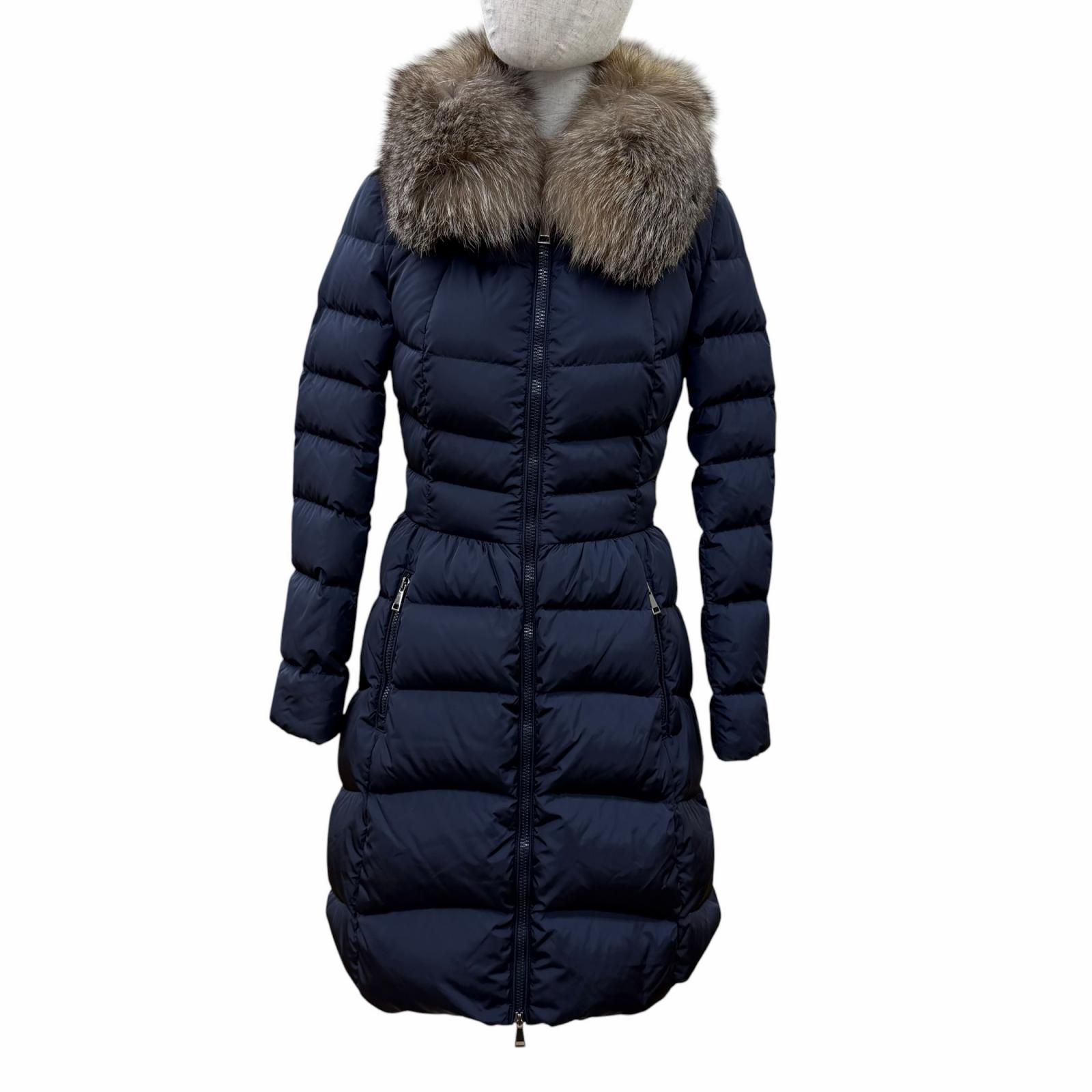 美品☆MONCLER モンクレール D20934934520 HIRONDELLE フォックスファー付 ZIP UP ダウンコート ネイビー 0 正規品 レディース 【中古】｜衣類＆ブランドリサイクル GREEN