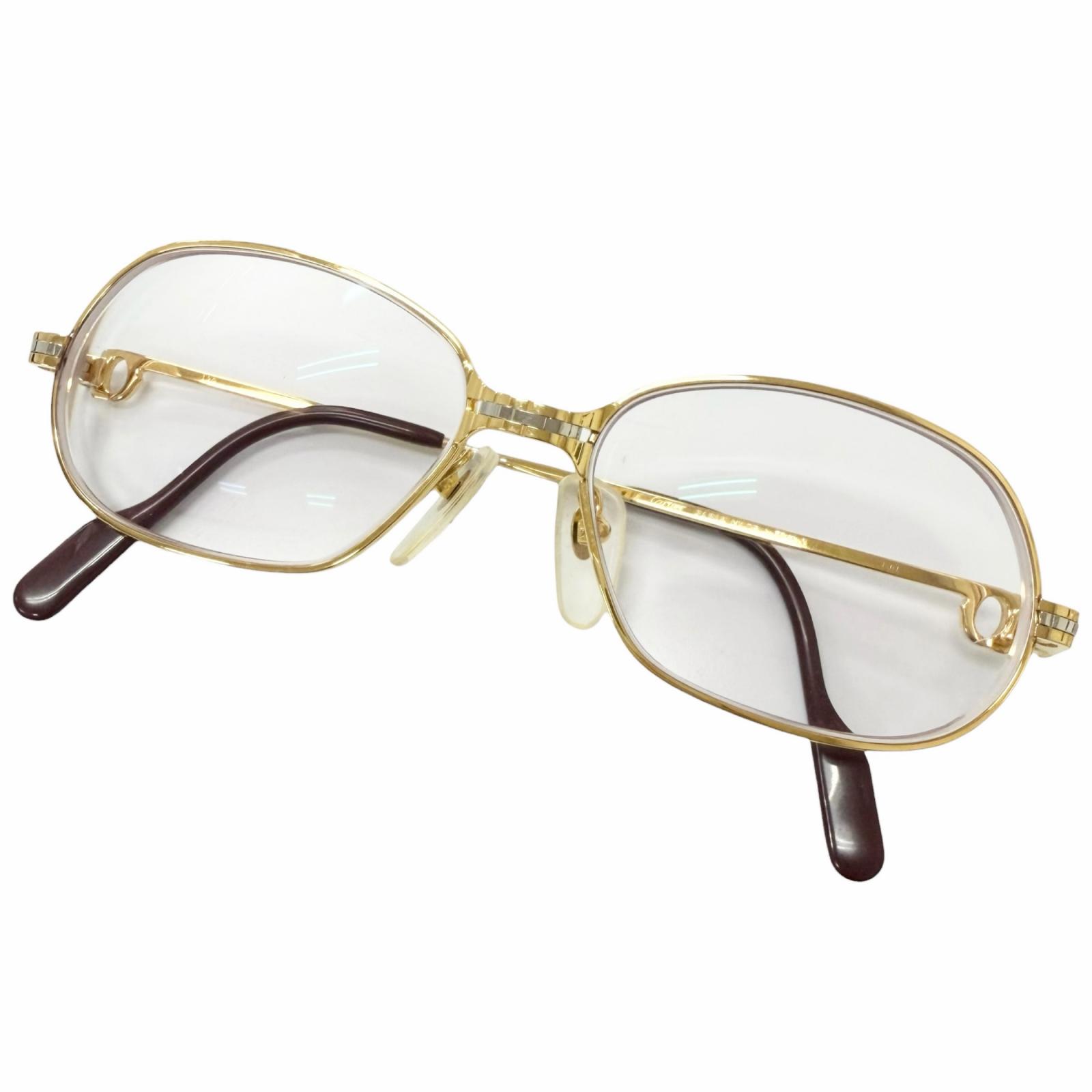 良品□Cartier カルティエ ヴィンテージ マイヨン パンテール 130 メガネ 眼鏡 アイウェア ゴールド ボルドー 54□15 度入 フランス製 メンズ【中古】|衣類&ブランドリサイクル GREEN