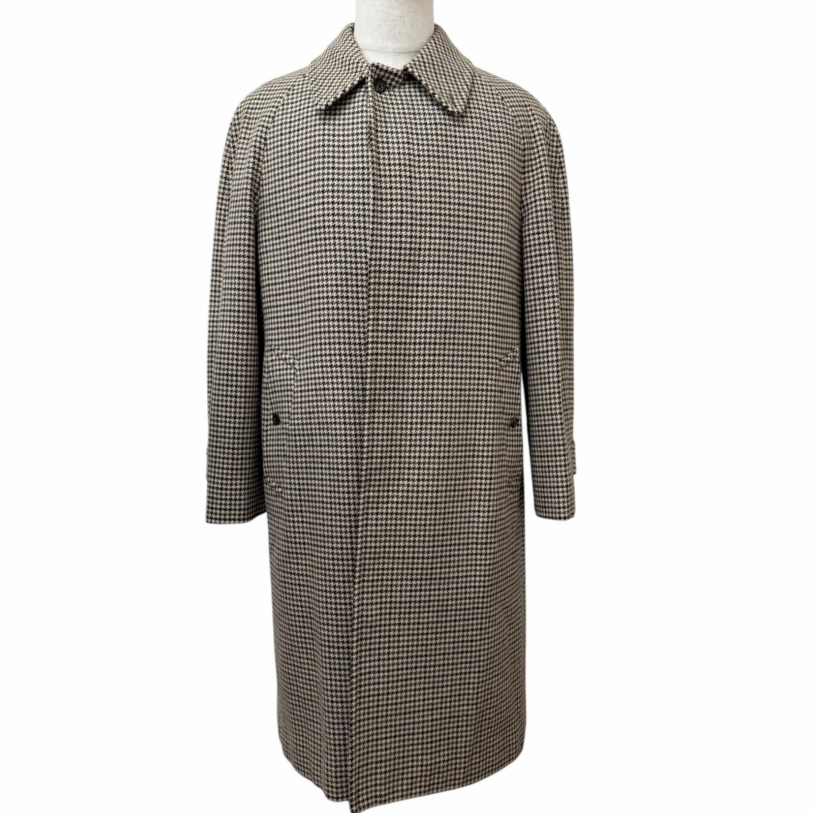 美品□Burberrys バーバリー ヴィンテージ カシミヤ 羊毛 千鳥格子柄 フライフロント ロング ステンカラーコート ブラウン L メンズ【中古】｜衣類＆ブランドリサイクル GREEN