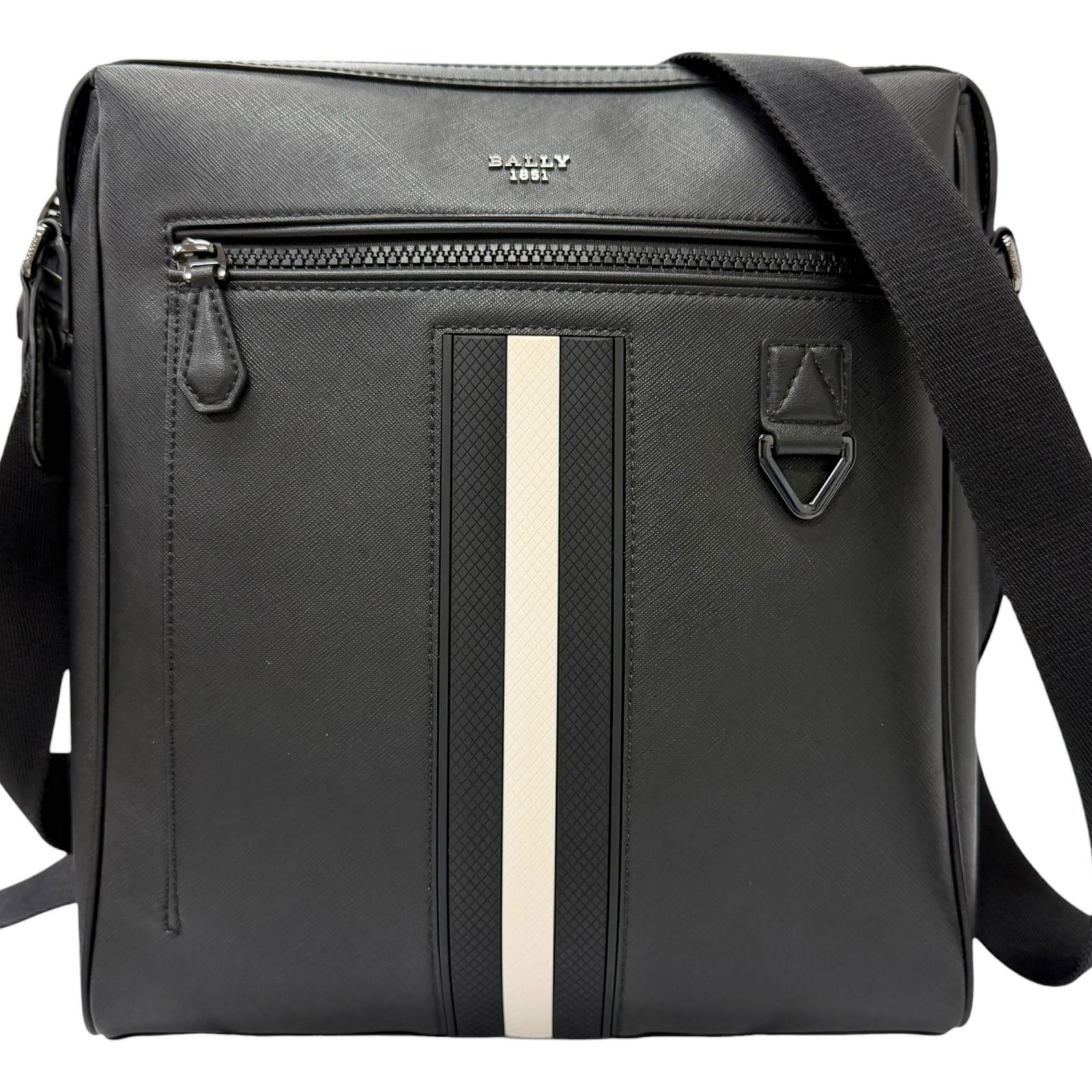 極美品□BALLY バリー MECOY メコイ バリーストライプ ボヴィンレザー ロゴ入り クロスボディバッグ ショルダーバッグ ブラック メンズ【中古】｜衣類＆ブランドリサイクル GREEN