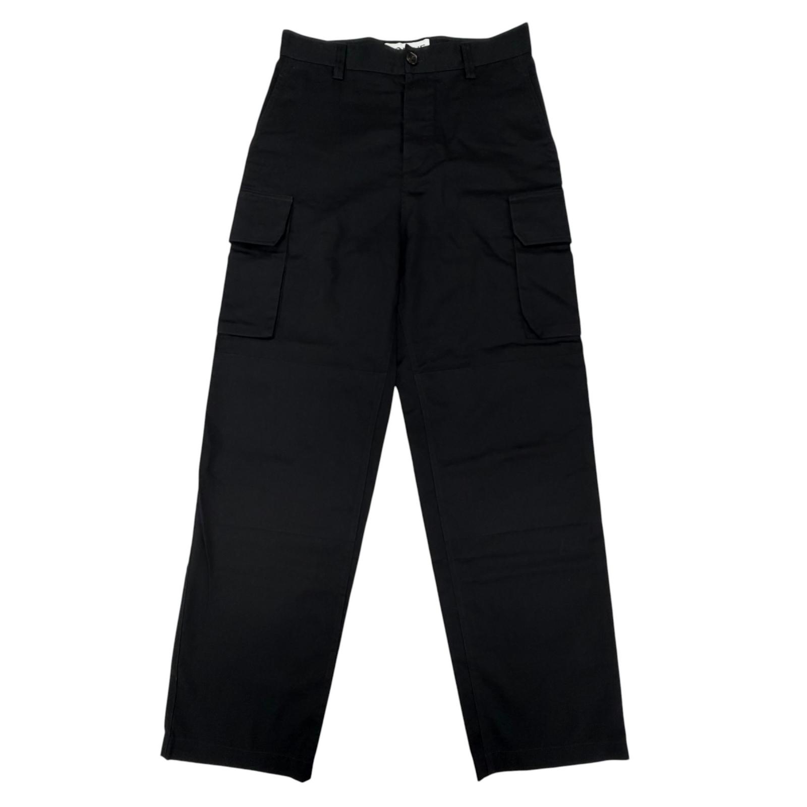 未使用品▼LOEWE ロエベ H526Y04WFB CARGO TROUSER コットン100% 子牛革 レザーパッチ付き ボタンフライ カーゴパンツ ブラック 46 イタリア製 正規品 メンズ 【中古】｜衣類＆ブランドリサイクル GREEN
