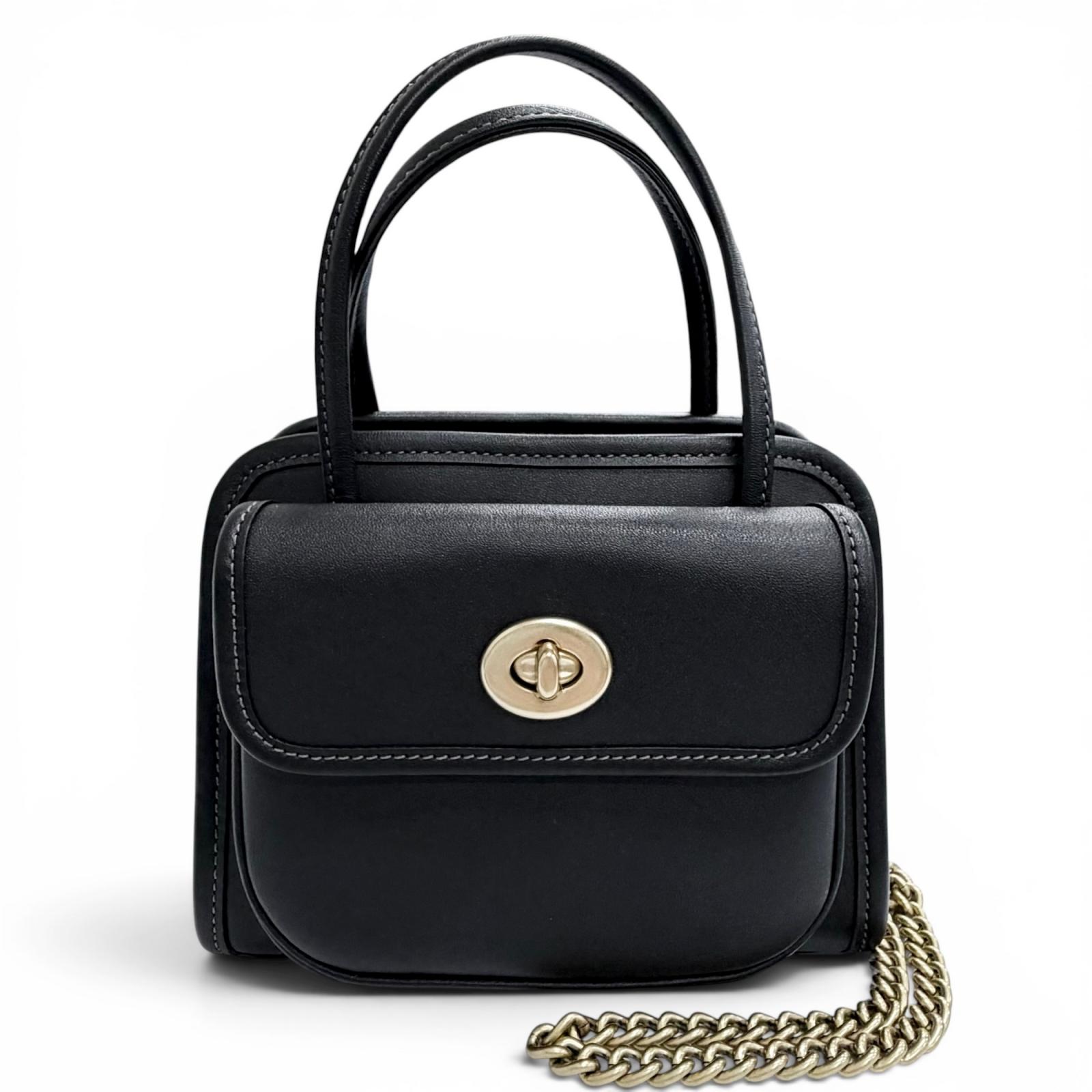 極美品△COACH コーチ CW643 サファリ トートバッグ グラブタンレザー ターンロック チェーン ショルダーバッグ ブラック ゴールド金具 レディース 保存袋付き オススメ◎ 【中古】｜衣類＆ブランドリサイクル GREEN