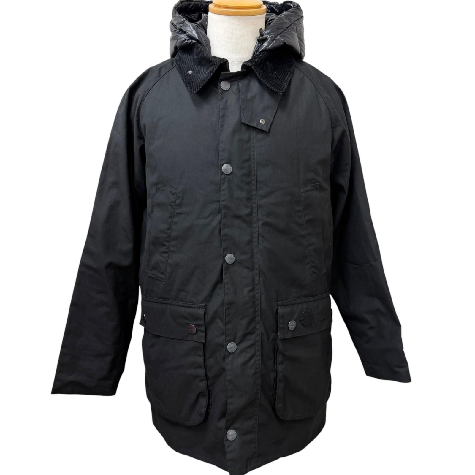 極美品□MONCLER GENIUS 2 Barbour モンクレールジーニアス 2 バブアー H20921A00034 WIGHT ダウンライナー付き オイルド加工 ワックスジャケット カバーオール ブラック M ブルガリア製 正規品 メンズ 【中古】|衣類&ブランドリサイクル GREEN