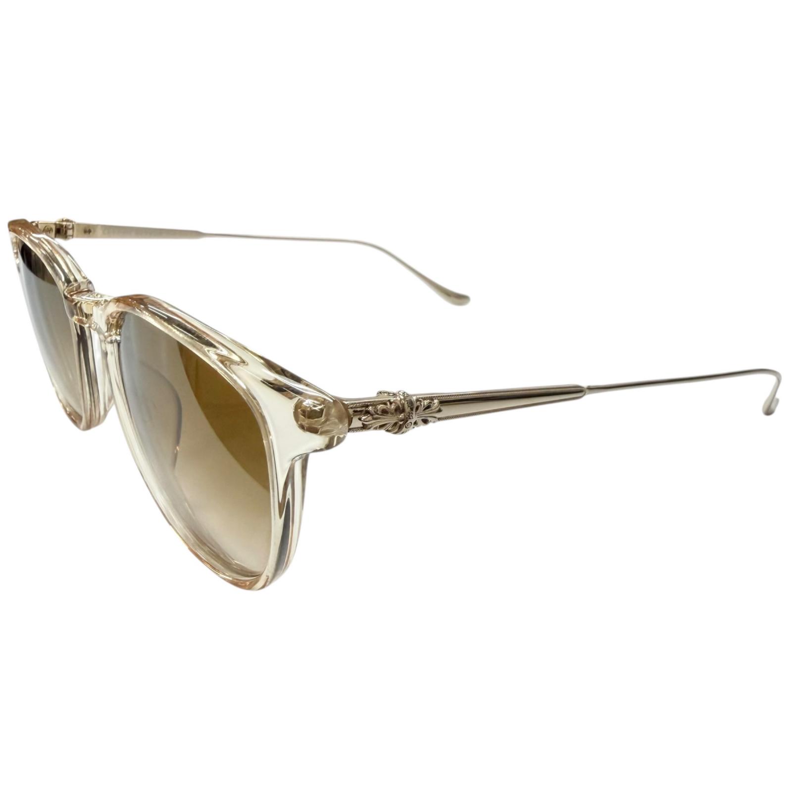 美品□CHROME HEARTS クロムハーツ PLUCK フローラル サングラス アイウェア クリスタル ゴールド ブラウンレンズ 49□20-145 日本製 メンズ 【中古】｜衣類＆ブランドリサイクル GREEN