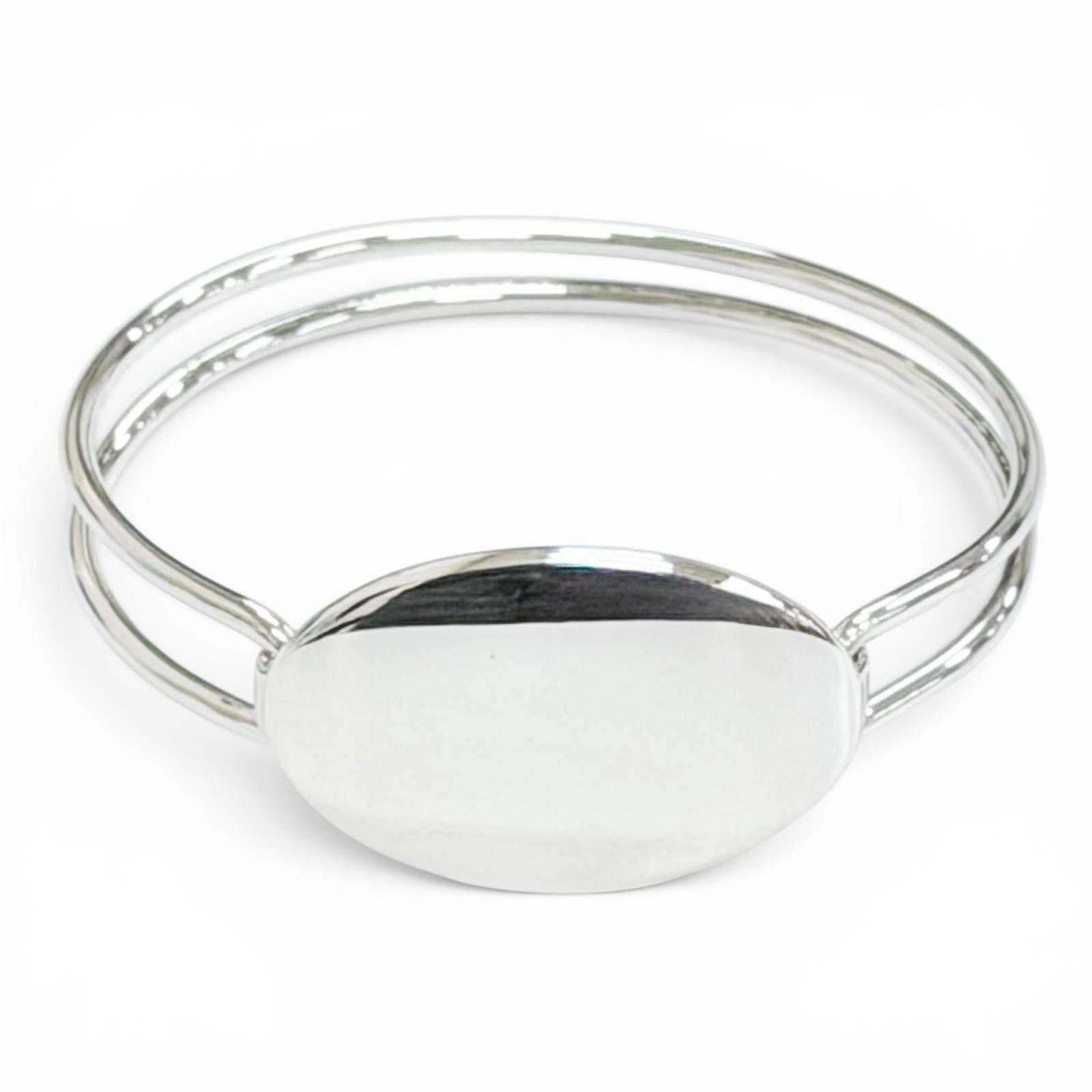 極美品△TIFFANY&Co. ティファニー ヴィンテージ オーバル ID バングル ブレスレット アクセサリー925 シルバー 重量32.1g レディース 箱付き 【中古】｜衣類＆ブランドリサイクル GREEN