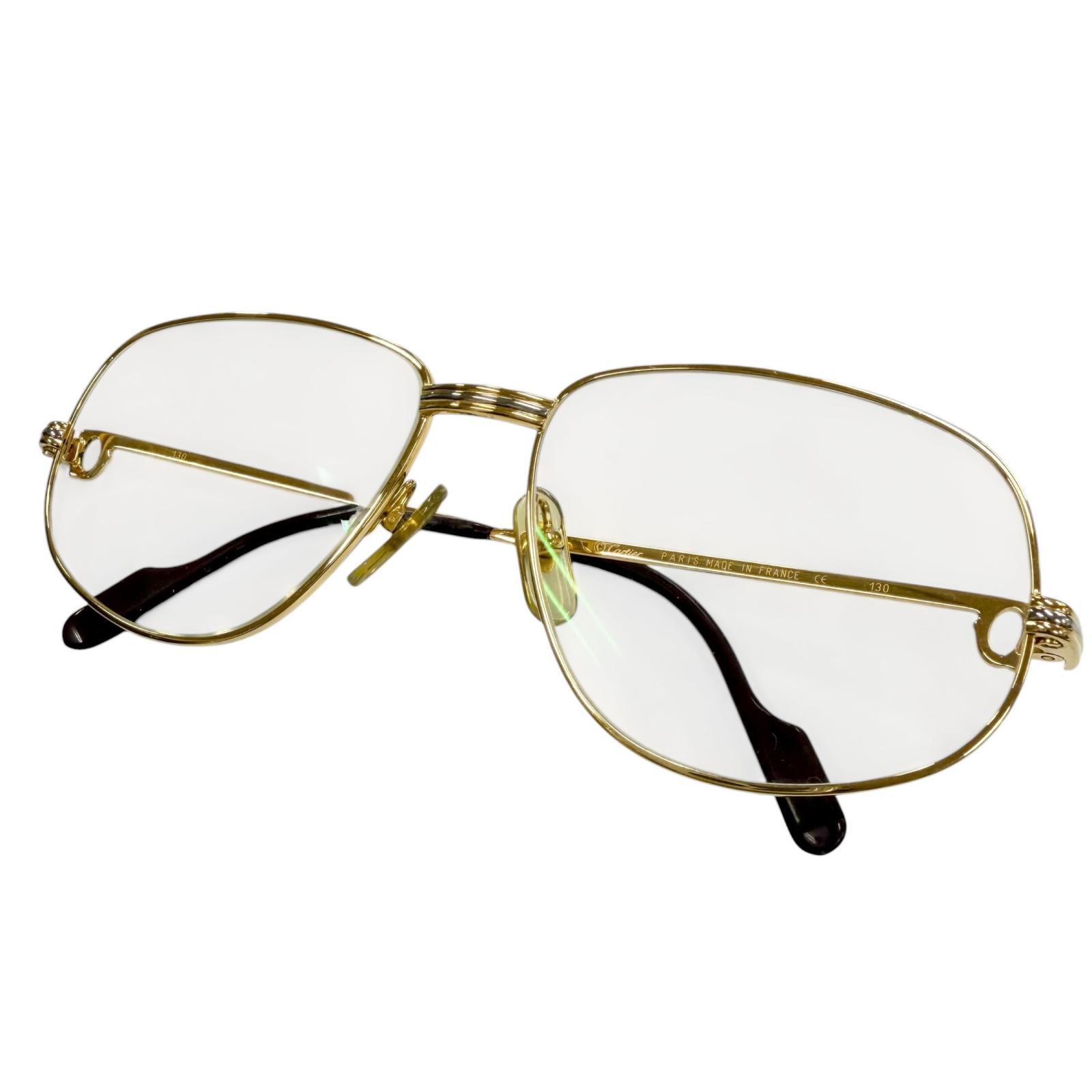 美品▼Cartier カルティエ ヴィンテージ トリニティ ロゴ金具付き メガネ 眼鏡 アイウェア ゴールド ボルドー 56□16 130 度入り フランス製 メンズ 【中古】|衣類&ブランドリサイクル GREEN