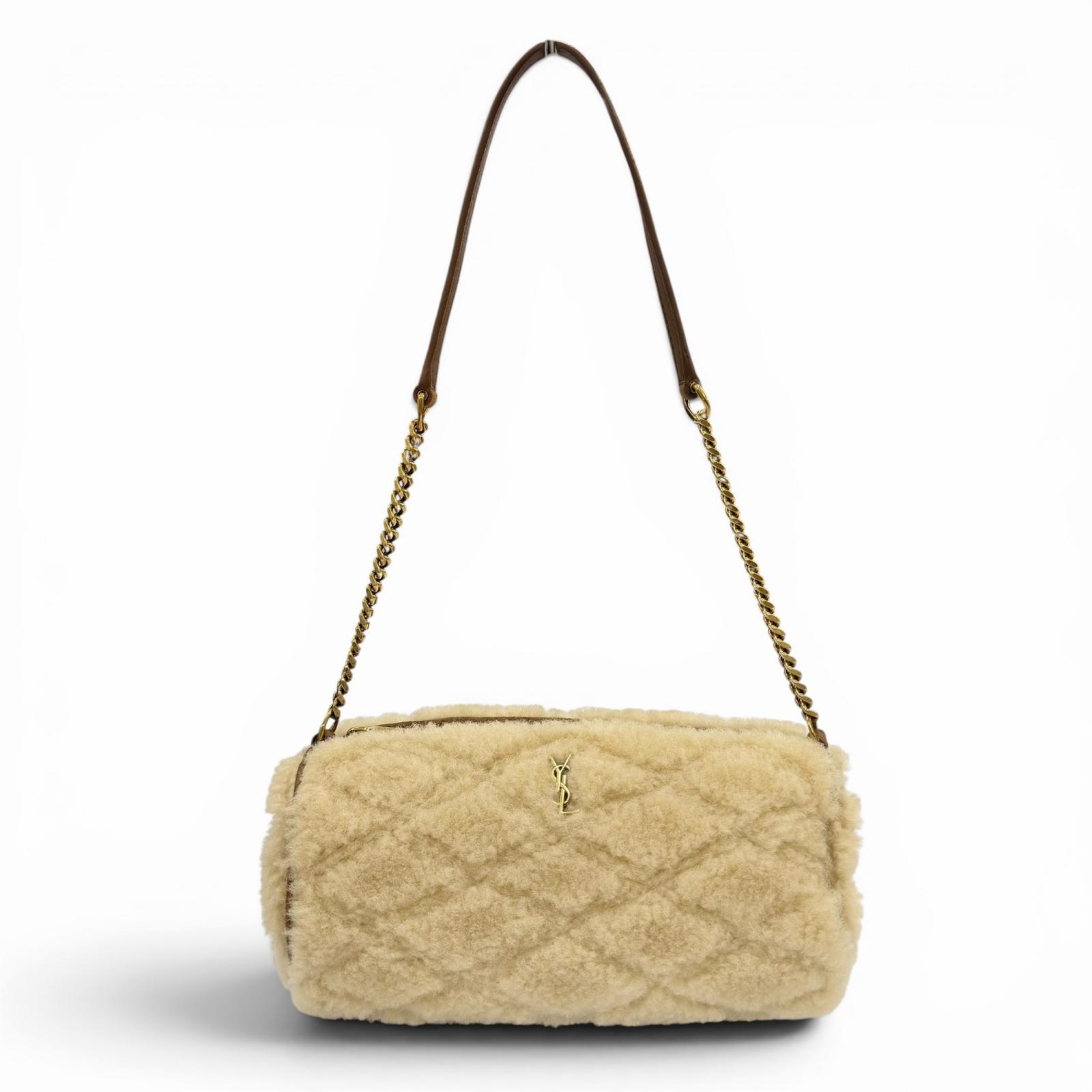 未使用品☆SAINT LAURENT PARIS サンローランパリ 699703 サド ムートン スウェードレザー使い YSL チェーンショルダー チューブバッグ ハンドバッグ ベージュ ブラウン イタリア製 レディース 箱・保存袋付き 【中古】|衣類&ブランドリサイクル GREEN