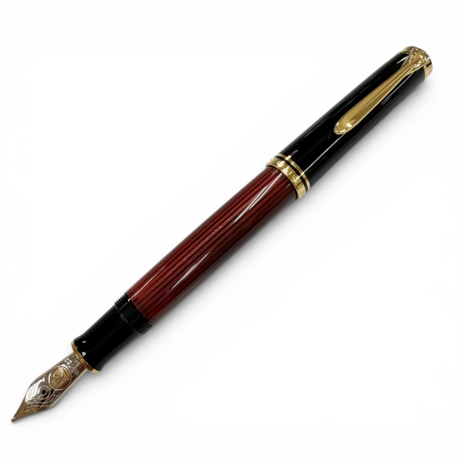 極美品▼PERIKAN ペリカン スーベレーン M800 ペン先18K Mニブ 万年筆 レッドストライプ ブラック ゴールド ドイツ製 メンズ 【中古】｜衣類＆ブランドリサイクル GREEN