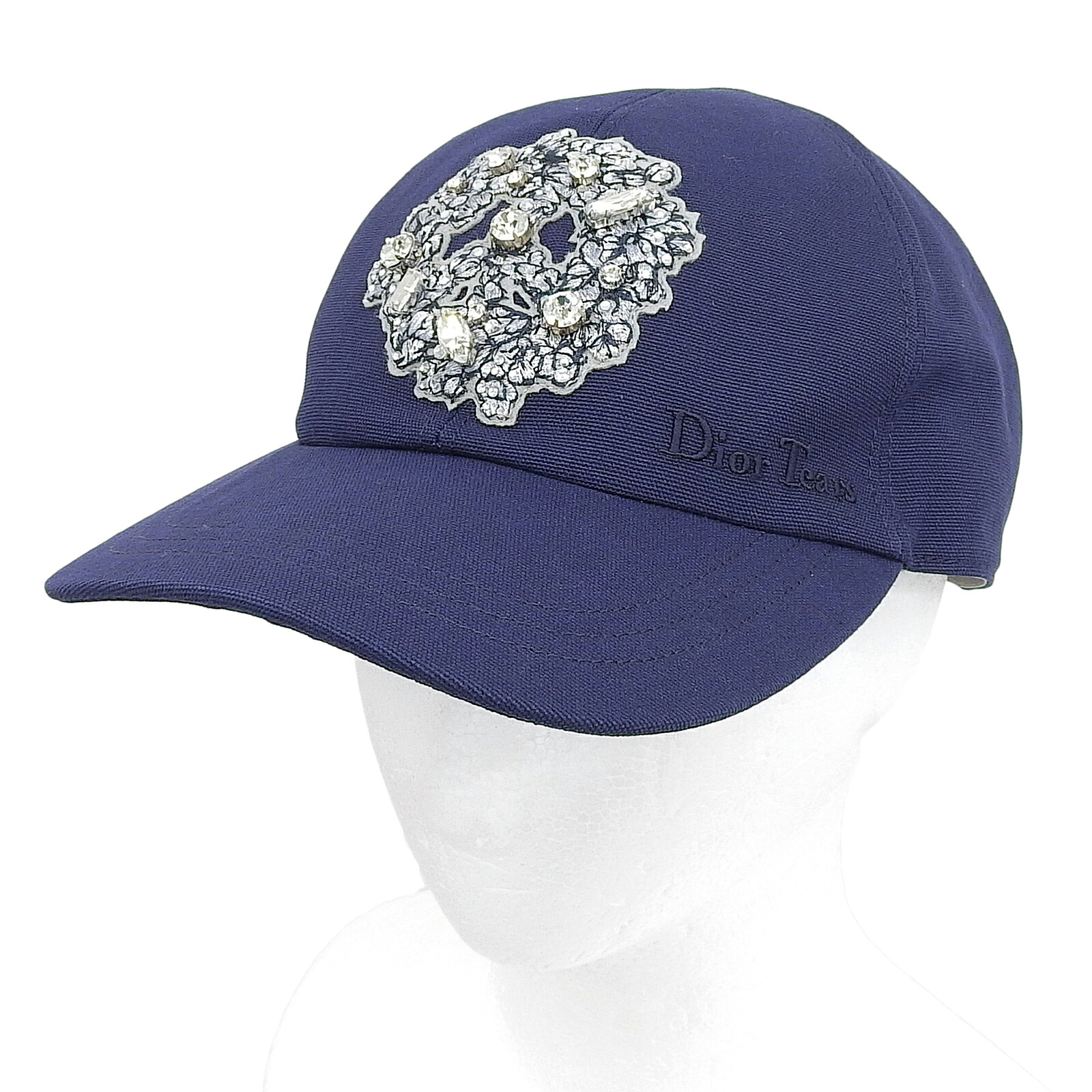 未使用品▲Christian Dior クリスチャンディオール DENIM TEAR 2023年製 383C911H4511 DIOR TEARS コットン100% ロゴ刺繍 ビジュー装飾 ベースボール キャップ 帽子 ネイビー M イタリア製 正規品 メンズ 【中古】|衣類&ブランドリサイクル GREEN