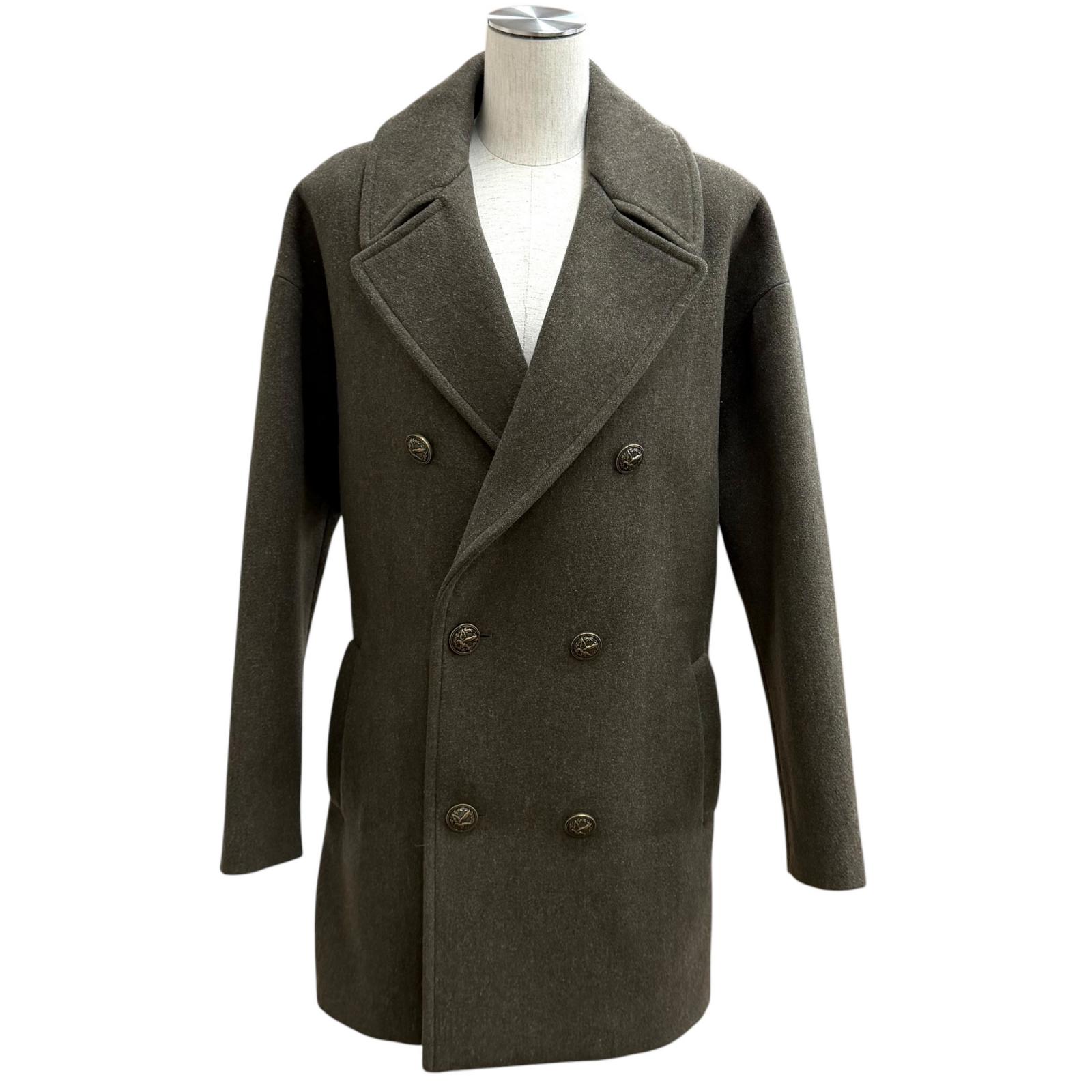 極美品★SAINT LAURENT PARIS サンローランパリ 488394 ウール カシミヤ混 ダブルブレスト Pコート アウター カーキ 34 イタリア製 正規品 レディース 【中古】｜衣類＆ブランドリサイクル GREEN