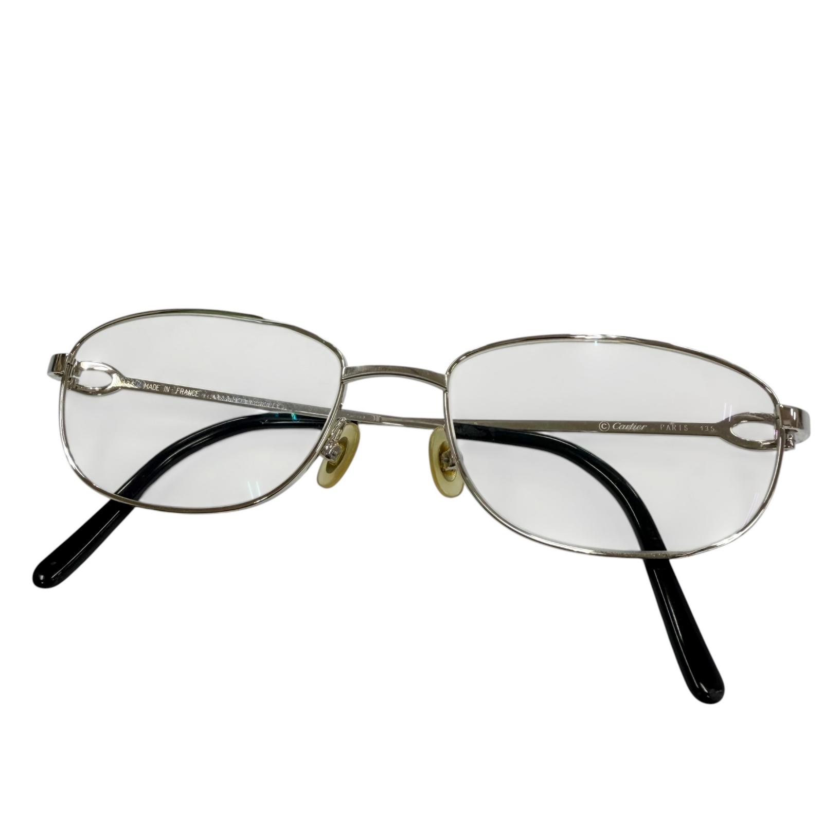 人気▼Cartier カルティエ 2C デコール メガネ 眼鏡 アイウェア シルバー ブラック 51□16 135 度入り フランス製 メンズ 【中古】|衣類&ブランドリサイクル GREEN