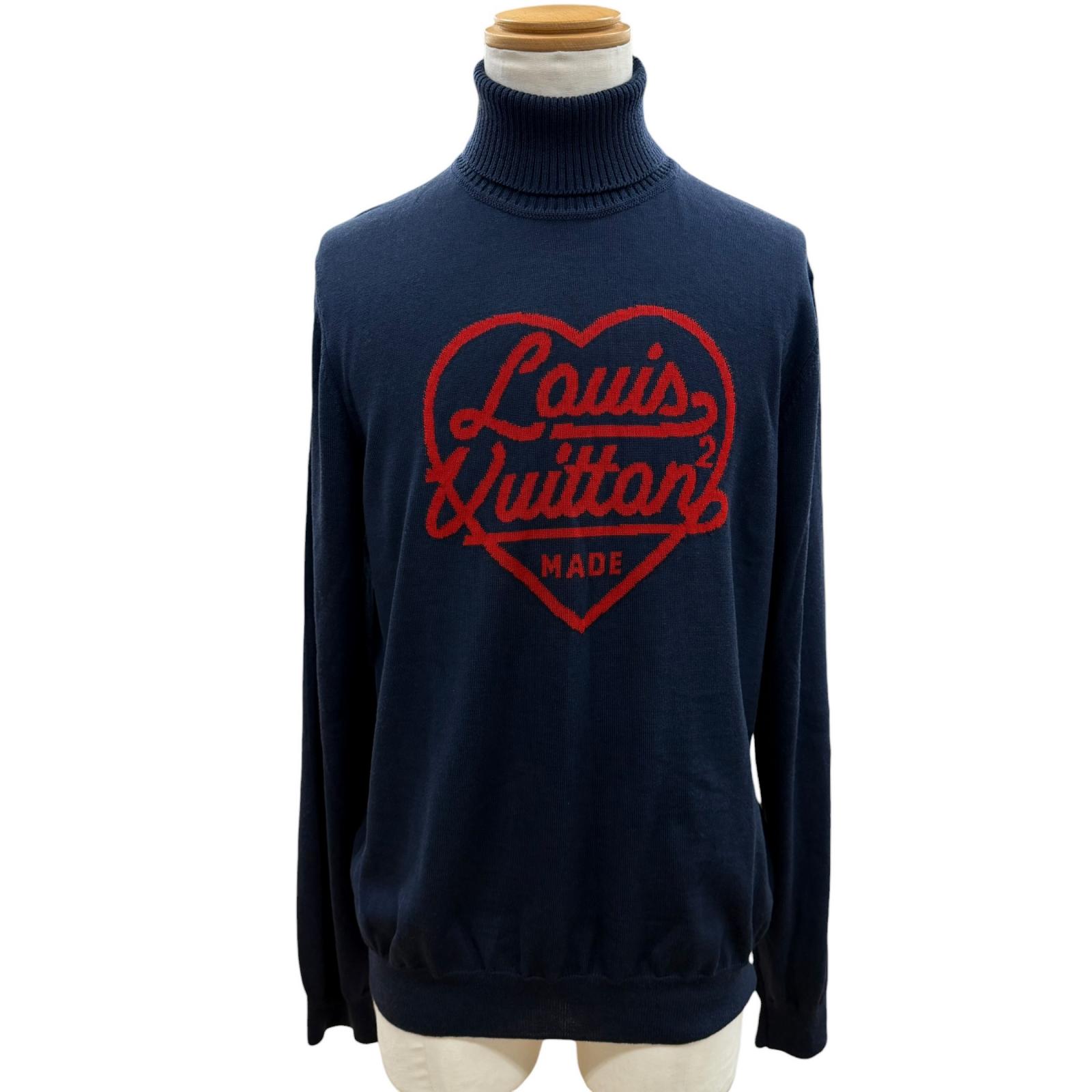 極美品▲LOUIS VUITTON NIGO ルイヴィトン ニゴー ウール100％ ハートロゴ タートルネック 長袖ニット セーター ニット ネイビー レッド XL イタリア製 正規品 メンズ 【中古】｜衣類＆ブランドリサイクル GREEN 43,560円