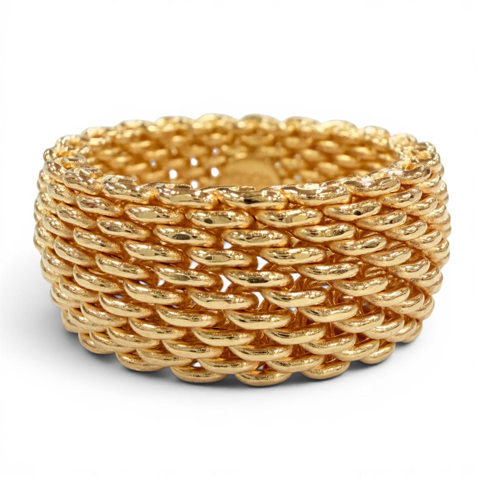 極美品◇TIFFANY&Co. ティファニー サマセット リング 750 (YG) メッシュ 指輪 イエローゴールド JP17号相当 重量14.1g レディース 【中古】|衣類&ブランドリサイクル GREEN