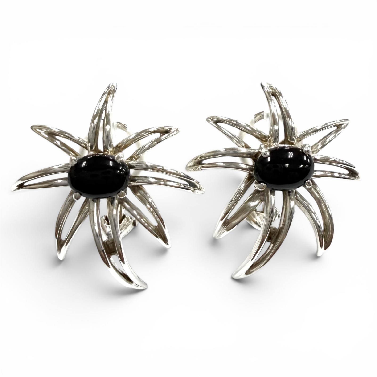 美品★TIFFANY&Co. ティファニー AG925 オニキス ファイヤーワークス イヤリング アクセサリー シルバー ブラック 重量9.1g レディース 【中古】｜衣類＆ブランドリサイクル GREEN
