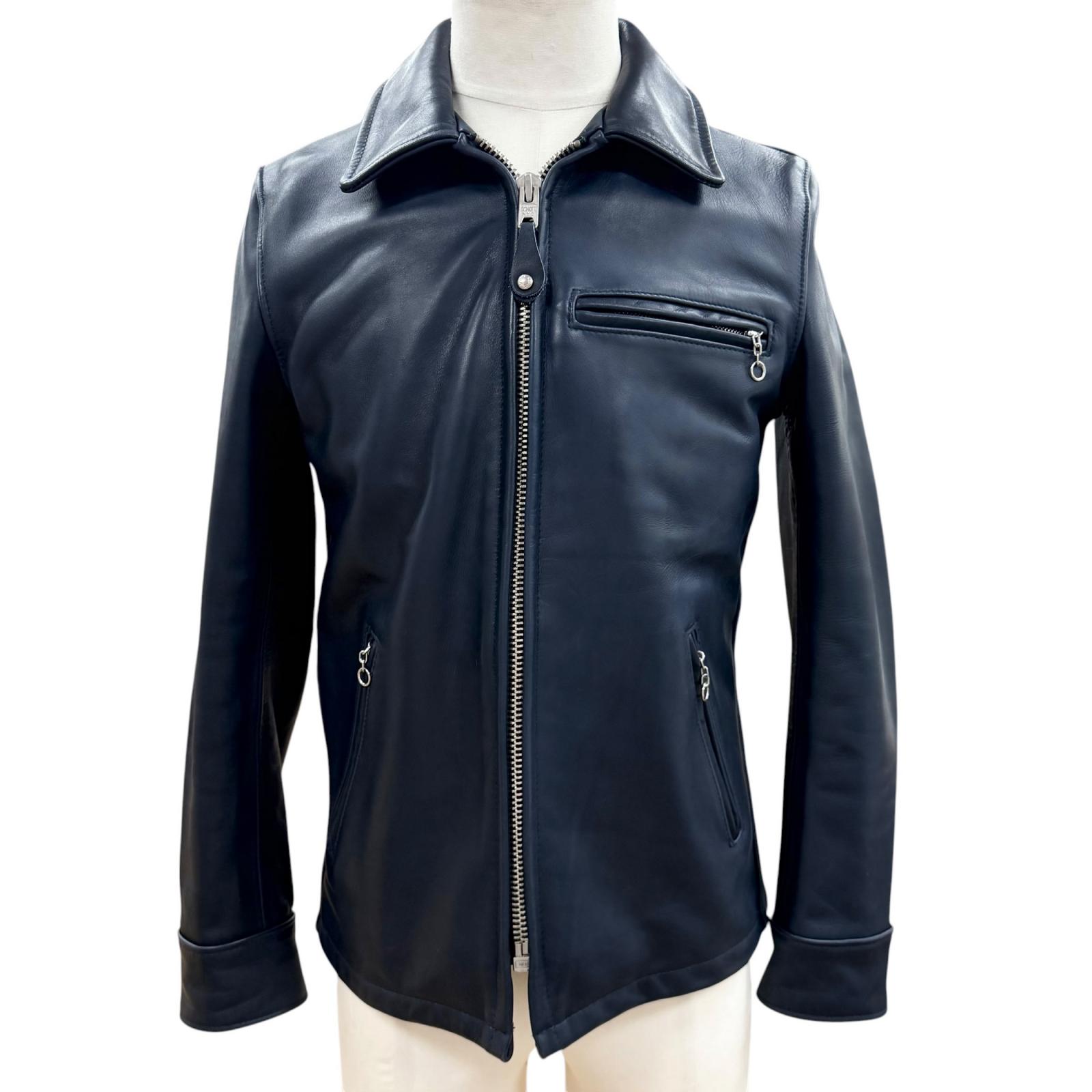美品▼schott ショット 7143 BEAUTY&YOUTH UNITED ARROWS 別注 牛革 レザー ライダースジャケット ネイビー 36 USA製 正規品 メンズ 【中古】｜衣類＆ブランドリサイクル GREEN