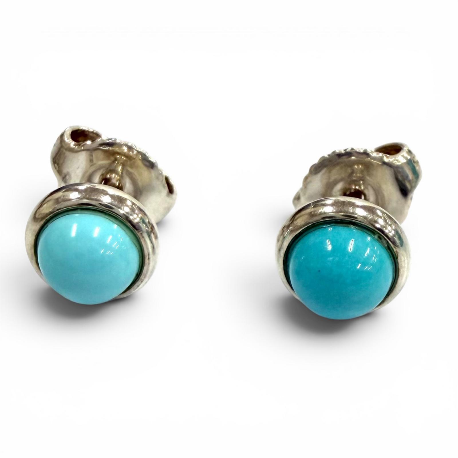 美品★TIFFANY&Co. ティファニー エルサペレッティ カボション バイ ザ ヤード ピアス AG925 ターコイズ ブルー シルバー 重量1.7g レディース 箱・保存袋付き 【中古】｜衣類＆ブランドリサイクル GREEN