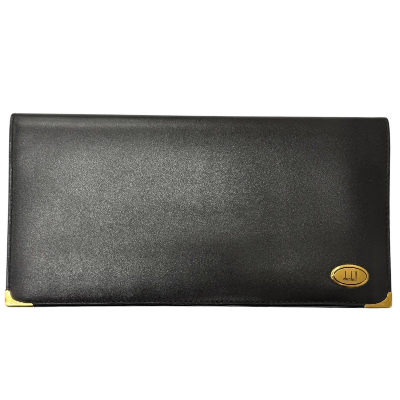 未使用品□Dunhill ダンヒル カーフスキン ロゴゴールドプレート 二つ折り 長財布 レザーロングウォレット ブラック ゴールド メンズ 箱・保存袋付き【中古】|衣類&ブランドリサイクル GREEN