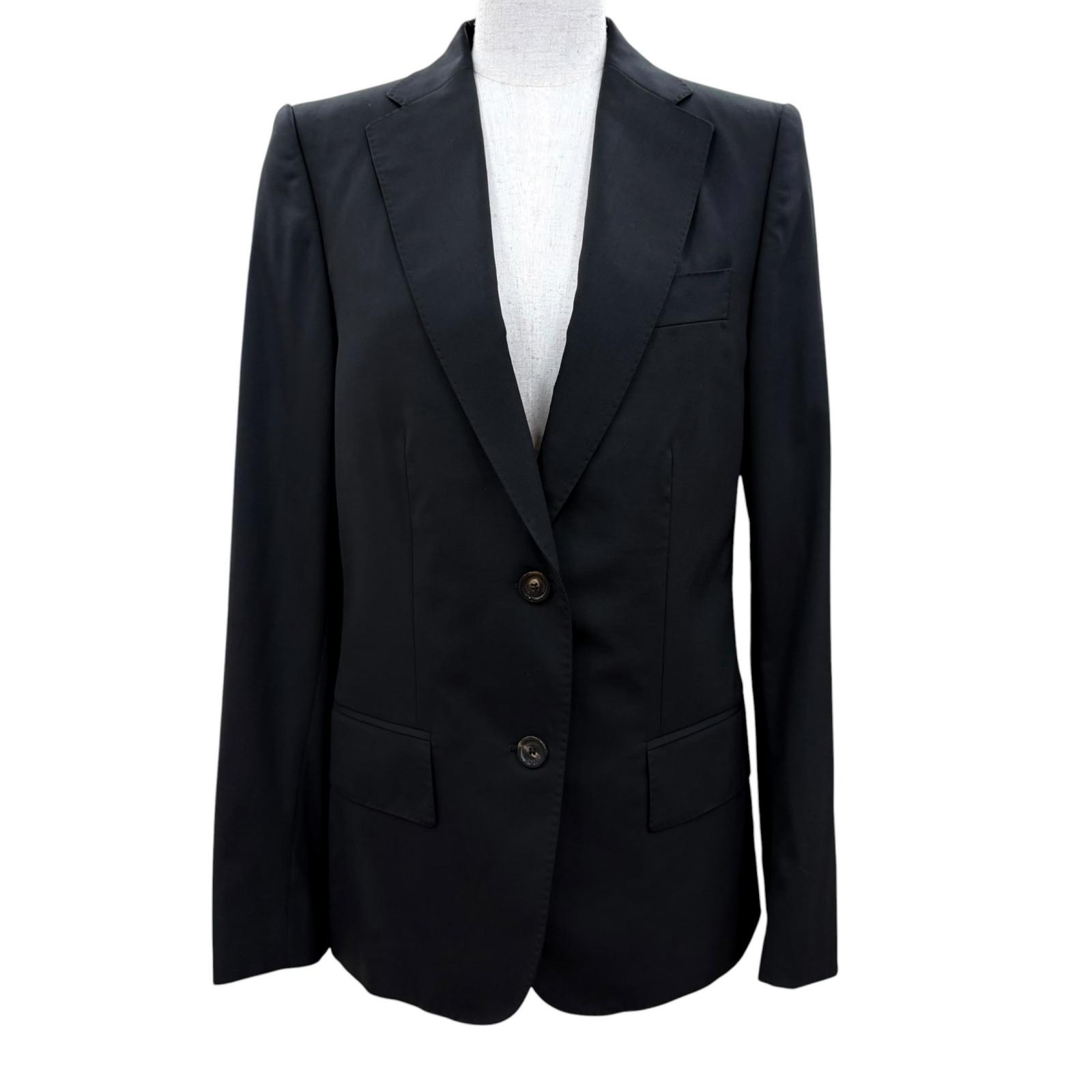 極美品☆GUCCI グッチ 2002年製 092825 ウール トムフォード期 ロゴボタン シングル テーラードジャケット ブラック 40 イタリア製 正規品 レディース 【中古】｜衣類＆ブランドリサイクル GREEN