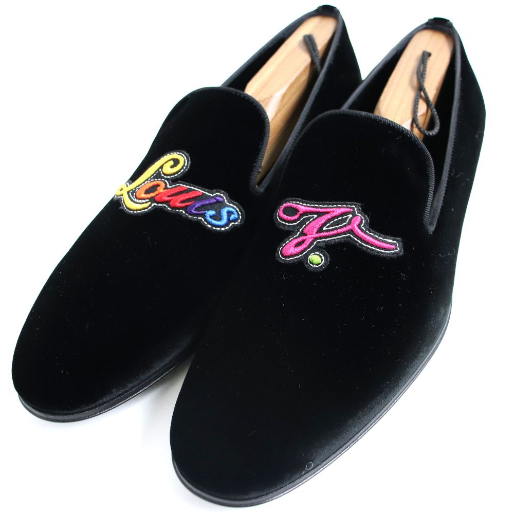 激安超安値 ローファー Lvロゴ Slipper 未使用品 17年製 ルイヴィトン Auteuil スウェードレザーシューズ ローファー メンズ 中古 箱付 イタリア製 1 2 6 ブラック Cibaut Com Ar
