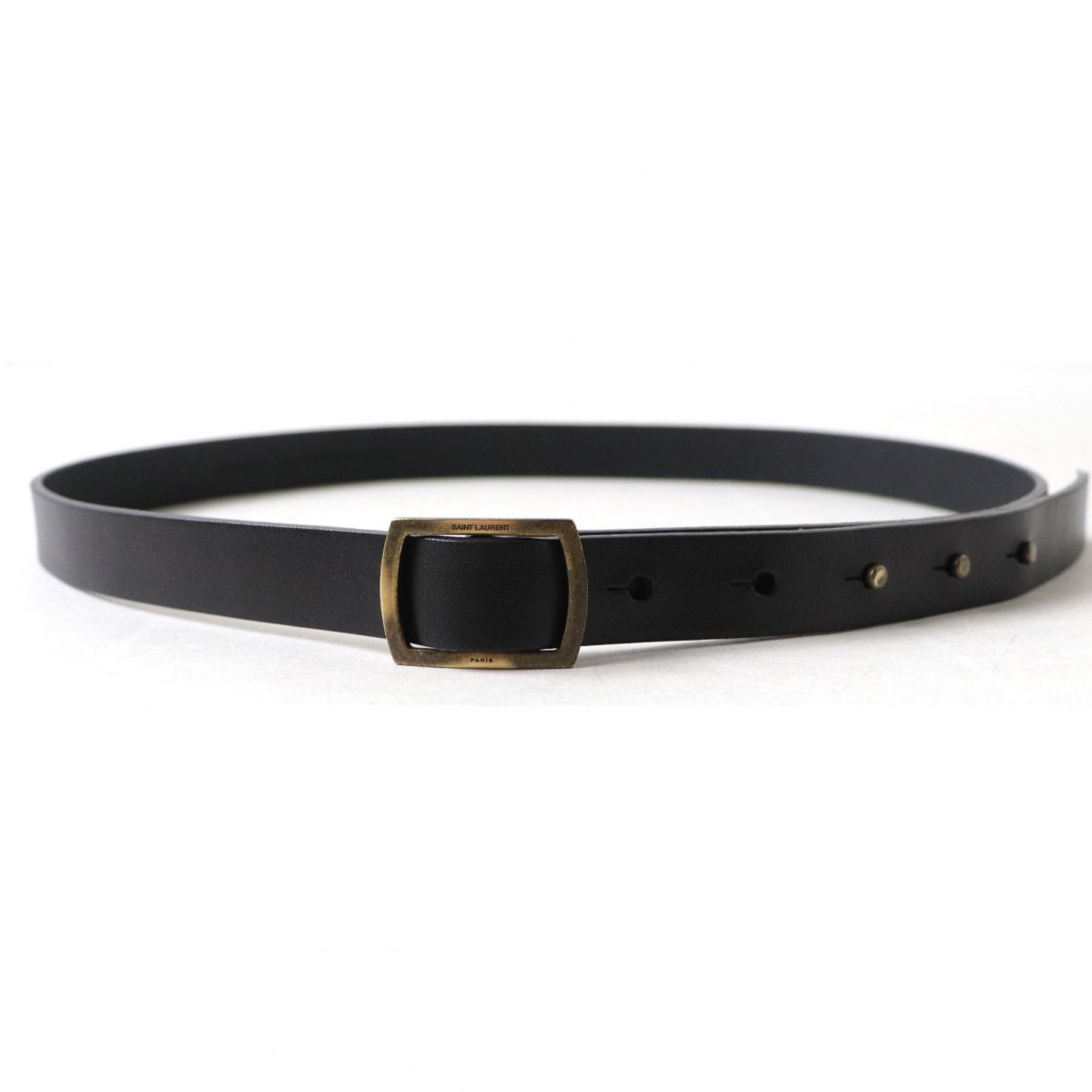 極美品◎イタリア製 SAINT LAURENT サンローラン 585102 レディース レザー ナローベルト ブラック 黒 おすすめ♪【中古】