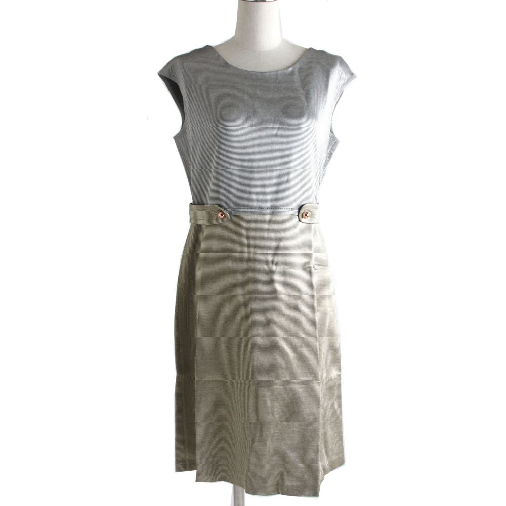 超目玉 中古 極美品 正規品 エスカーダ スポート レディース バックzip ロゴzip付き ノースリーブ ワンピース シルバー ゴールド系 サイズ38 手数料安い Www Toyotires Ca