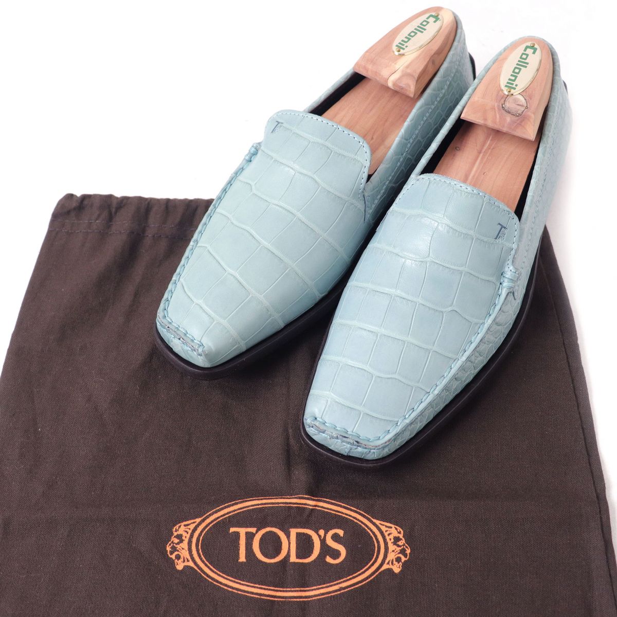 しておりま 未使用品△TOD'S トッズ レディース マットクロコダイル 絶妙なデザイン トッズ フラットシューズ ブルー 37 TOD'S フラットシューズ/バレエシューズ