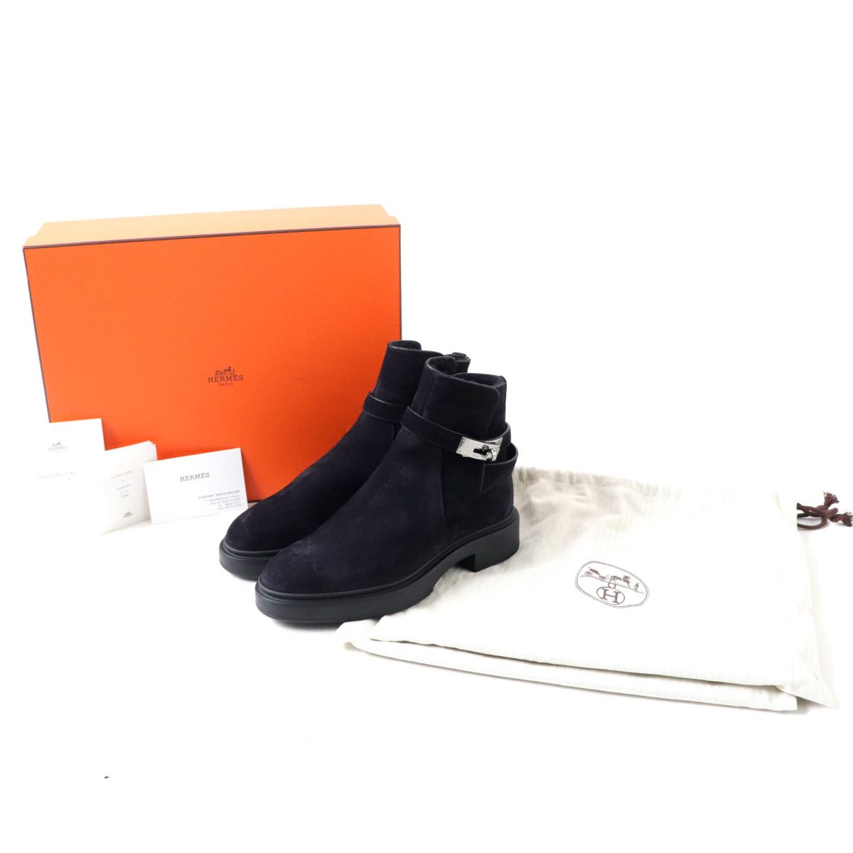 定価 極美品 21aw イタリア製 Hermes エルメス Veo ヴェオ ケリー金具 レディース ムートンブーツ アンクルブーツ ブラック 37 箱 保管袋付き Fucoa Cl