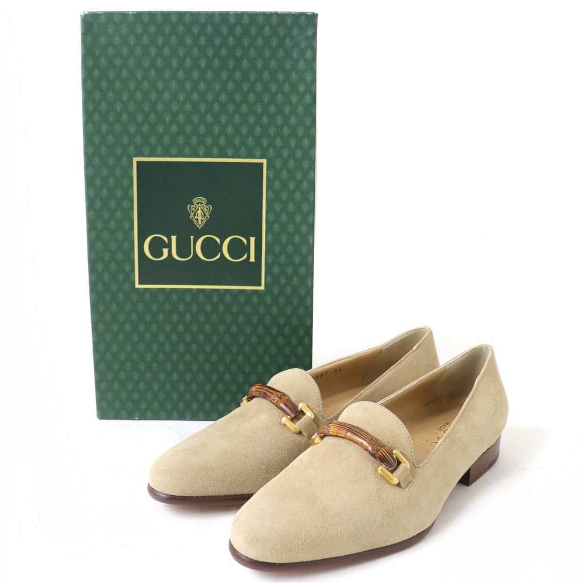 未使用品△イタリア製 GUCCI グッチ 1387 101 ベージュ レディース 箱