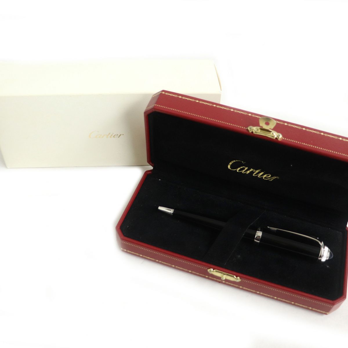 レビューで送料無料 美品カルティエ St ロードスター ドゥ カルティエ ブラックコンポジット ブルーレジン ツイスト式 ボールペン 黒 銀 仏製 筆記 Fucoa Cl