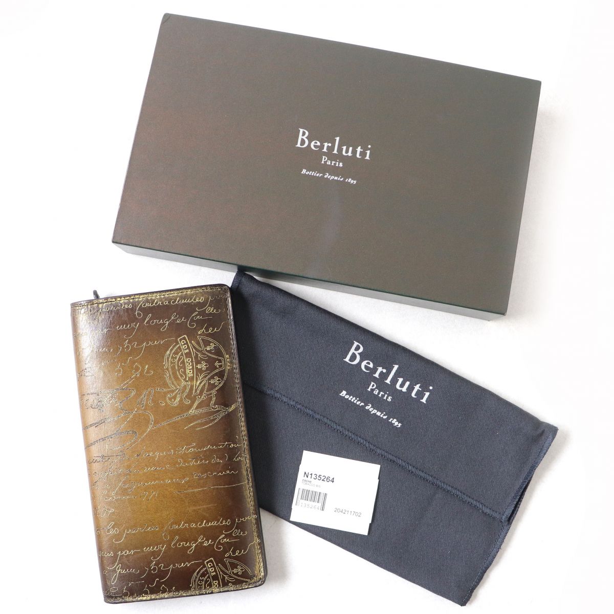 美品△伊製 Berluti ベルルッティ ロングウォレット／長財布 レザー 二