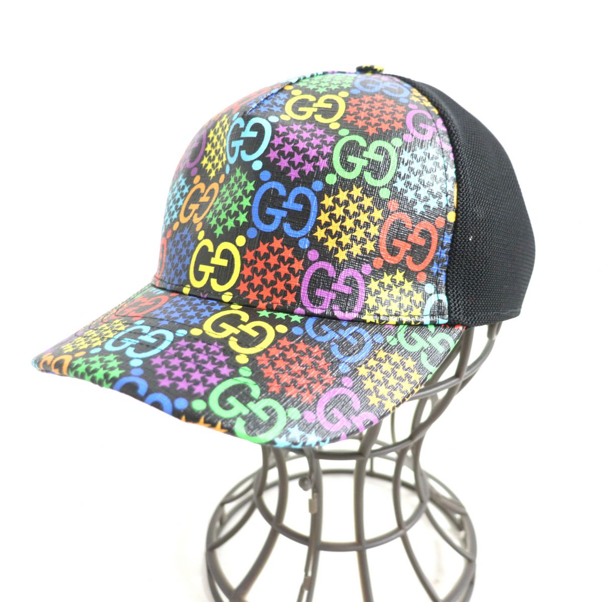 極美品gucci グッチ Ggサイケデリック ベースボールキャップ メッシュキャップ ブラック系 Xl 60cm イタリア製 正規品 メンズ 86 Off