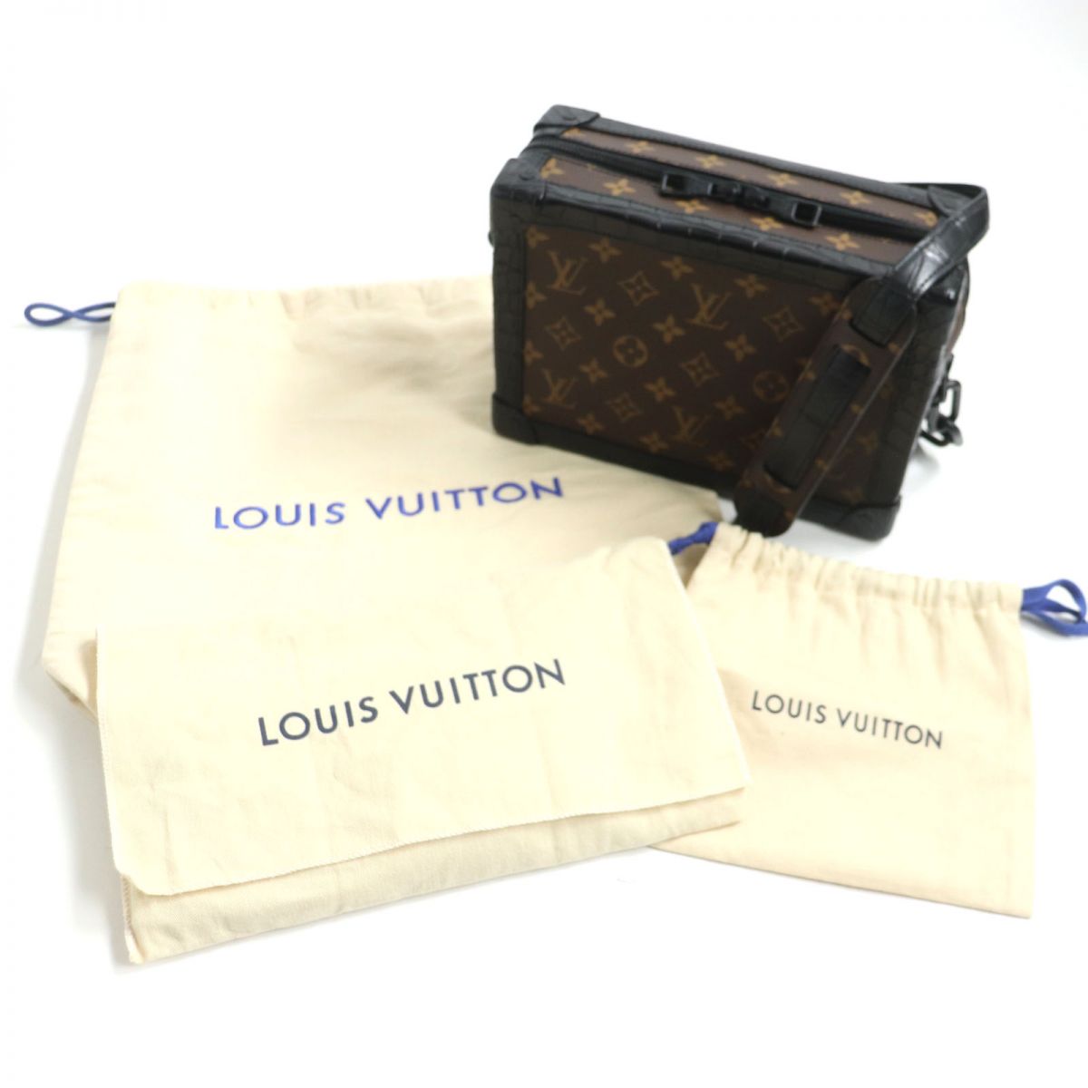 未使用品▼LOUIS　VUITTON　ルイヴィトン　フランス製　クロコダイル　ショルダーバッグ　エキゾチックレザー　N98255　ブラック　 ソフトトランク　モノグラム　黒　保存袋付き