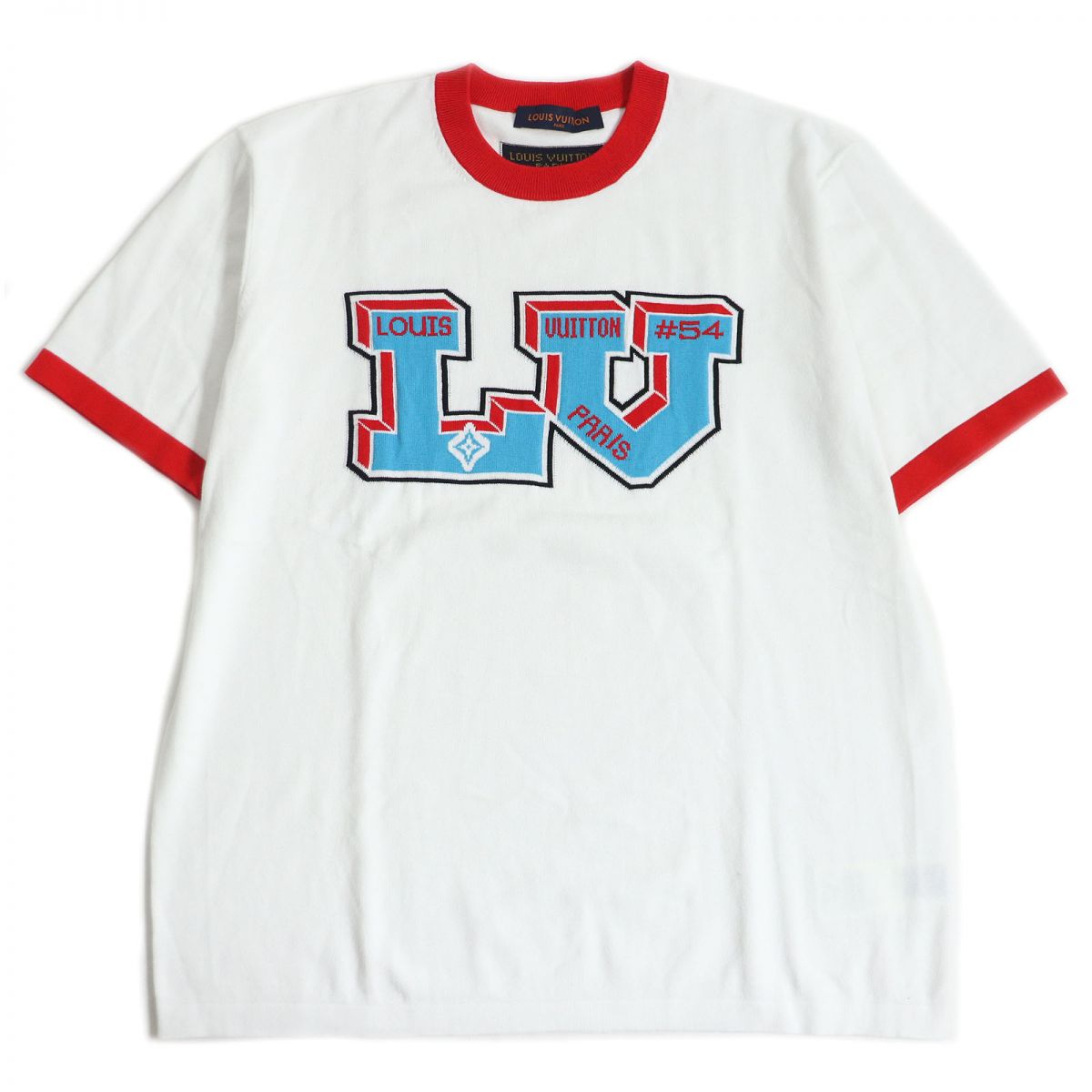 ルイヴィトン 22AW エンボス LV ロゴ Tシャツ ホワイト メンズ