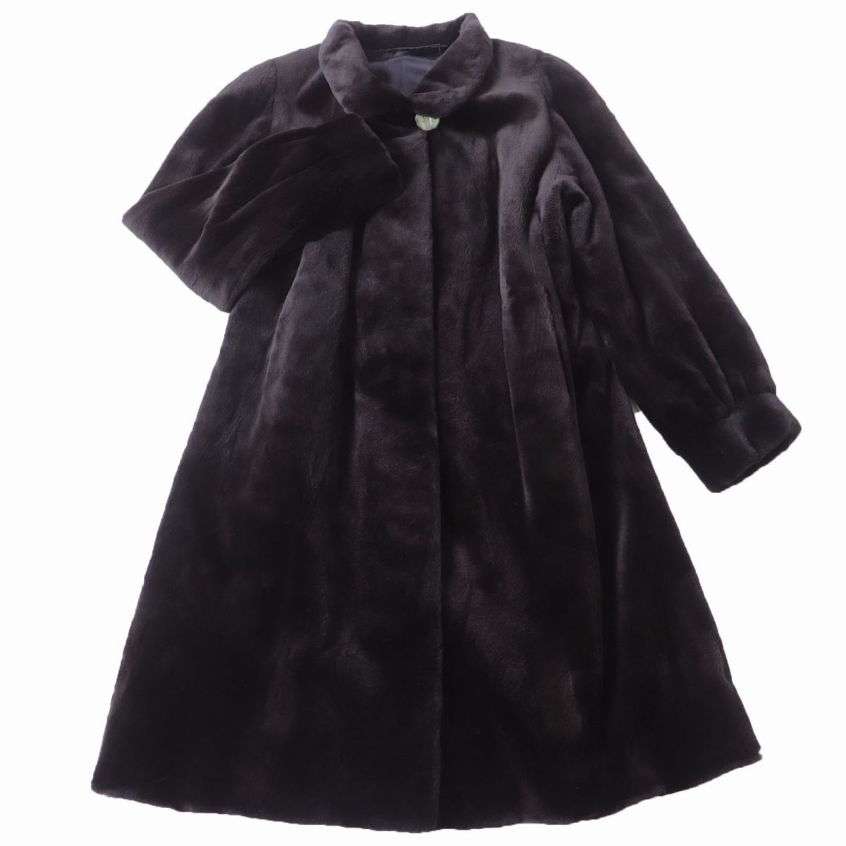 美品▼SAGA MINK　サガミンク　本毛皮コート　ブラウン　毛質艶やか・柔らか◎ 美品◇SAGA MINK サガミンク 逆毛 本毛皮コート ダークブラウン 11 毛