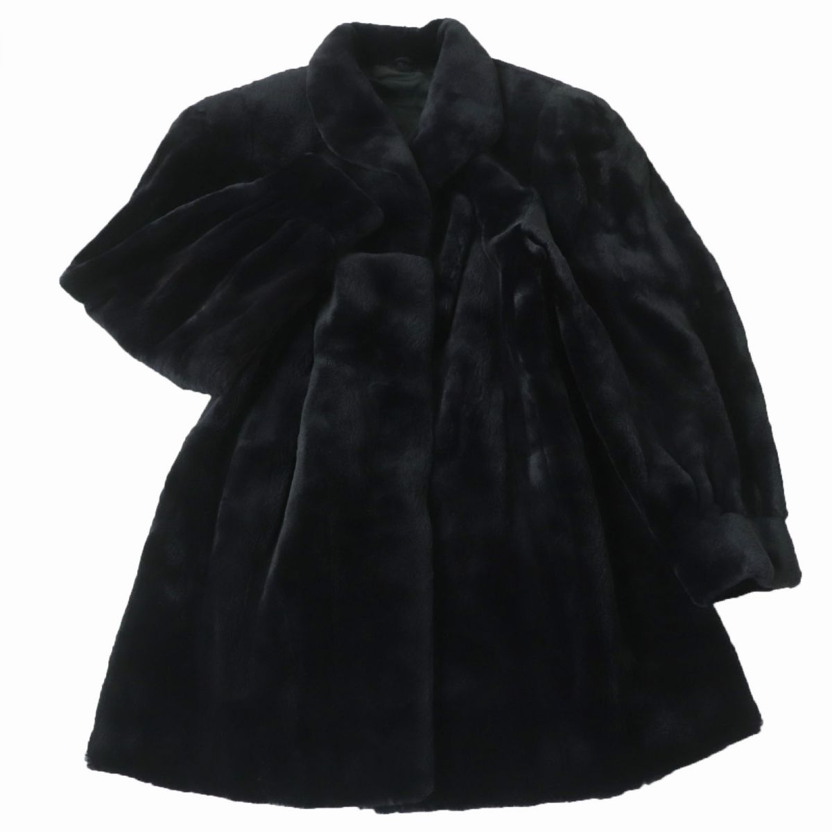 美品▼MOONBAT ムーンバット MINK シェアードミンク 本毛皮セミロングコート ダークブラウン 毛質柔らか◎