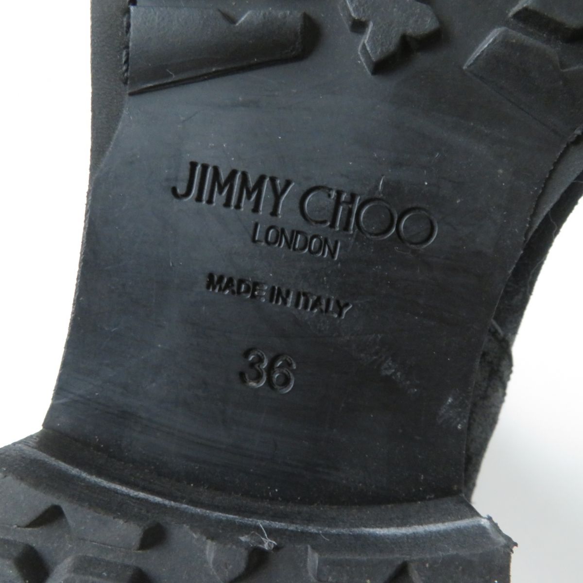 極美品☆JIMMY CHOO ジミーチュウ 144DASH ワックス加工 スタッズ付 スウェードレザー バイカーブーツ ブラック 36 箱・保存袋付 伊製 ハンドバッグ 海外正規品