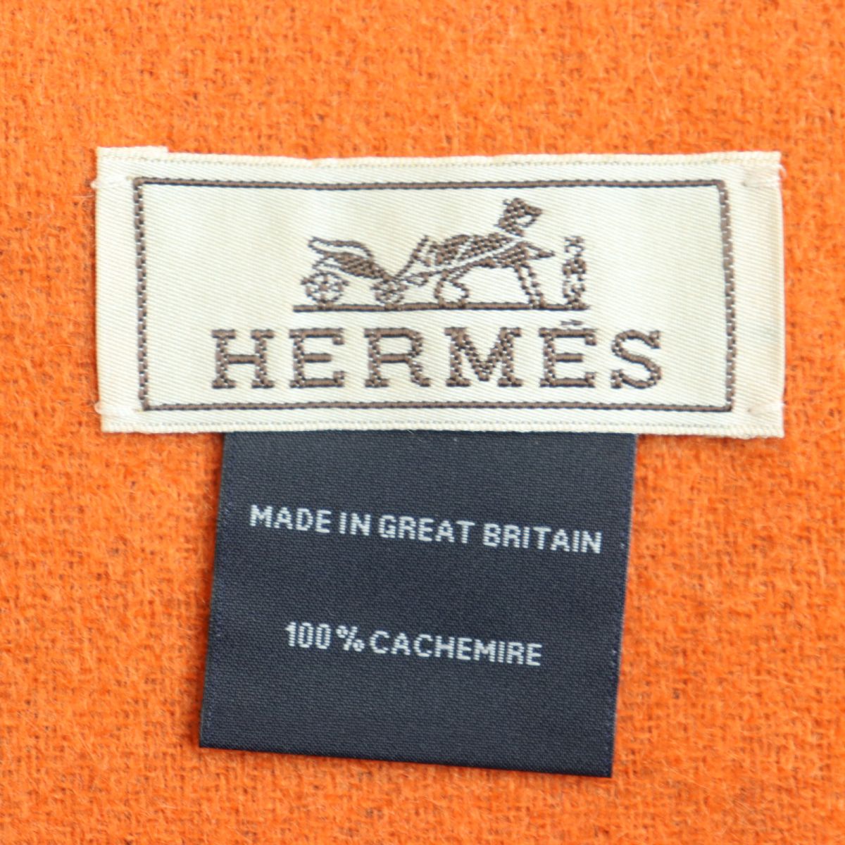 美品◇HERMES エルメス ロゴ刺繍 マフラー カシミヤ100% バイカラー