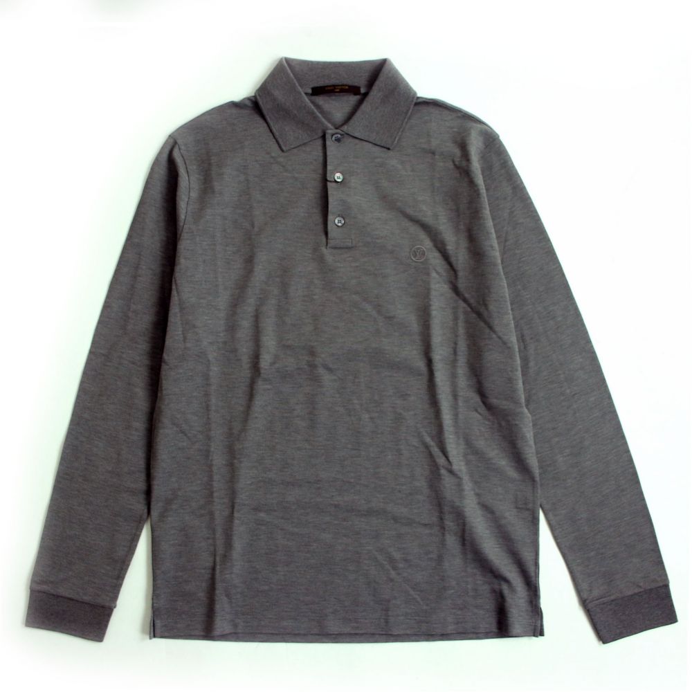 激安ブランド 未使用品 16年製 Louis Vuitton ルイヴィトン Lvサークルロゴ刺繍 長袖ポロシャツ グレー M イタリア製 正規品 メンズ 中古 期間限定特価 Insat Acm Org
