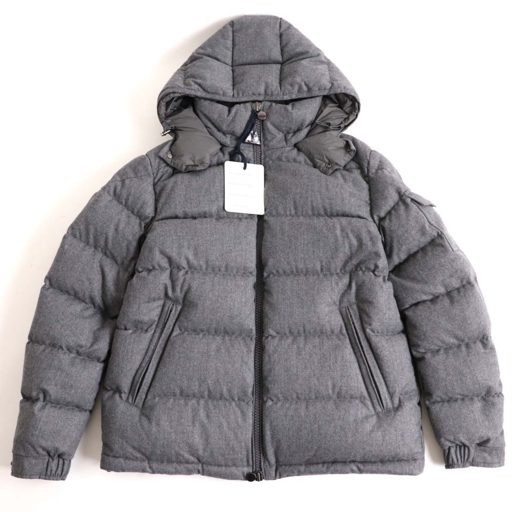 独特の素材 メンズファッション コート ジャケット ダウンジャケット Wzipup フード ロゴワッペン付き Montgenevre モンクレール 中古 極美品 18 19aw グレー メンズ 正規品 6