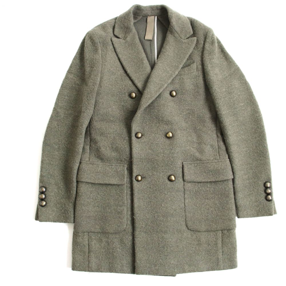 うのにもお得な コート ジャケット 中古 美品 イタリア製 Eleventy イレブンティ ロゴボタン付き Pコート ピーコート カーキベージュ 50 メンズ Dgb Gov Bf
