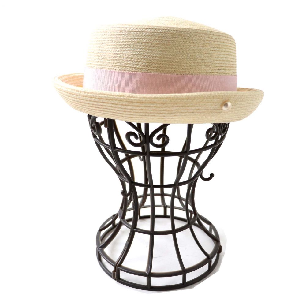 最大 オフ 極美品 フランス製 Chanel シャネル 16p レディース Fパールココマーク付き ストローハット カンカン帽 帽子 ナチュラル ピンク 可愛い Fucoa Cl