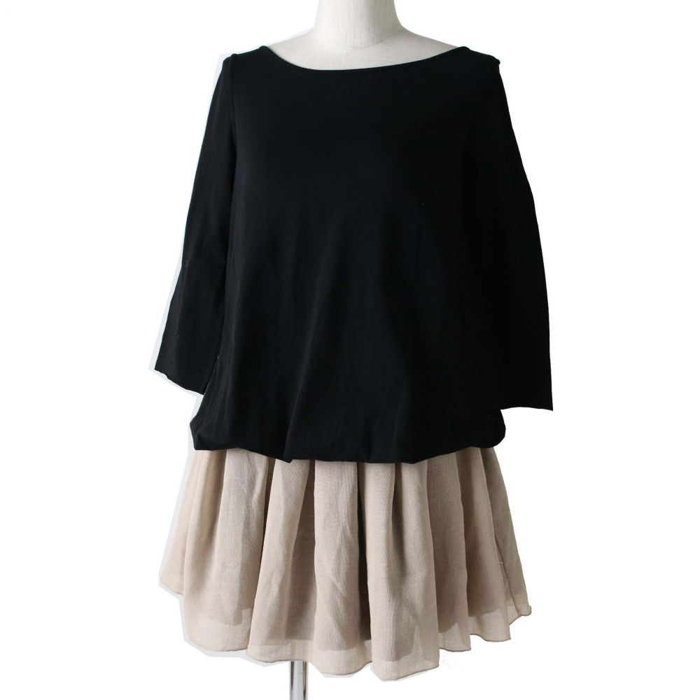 希少 中古 美品 正規 デイジーリン フォー フォクシー ローウエスト レイヤード風 トップス スカート ドッキングワンピース 黒 ベージュ 38 格安人気 Elcielogirasoria Com