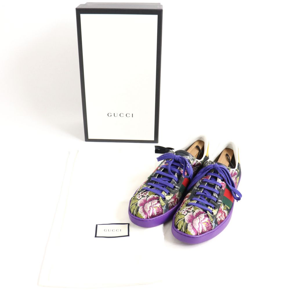 未使用品 Gucci グッチ ウェブライン フローラ 花柄刺繍入り スニーカー マルチ 9 箱 保存袋付き メンズ 中古 Excelaba Com