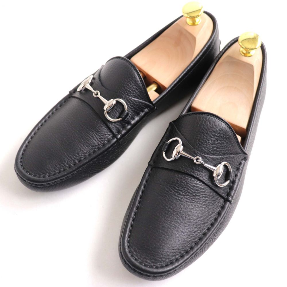 中古 美品 Gucci グッチ シルバー金具 レザー ビットローファー ドライビングシューズ ブラック 7 イタリア製 箱 保存袋付き メンズ Clickcease Com