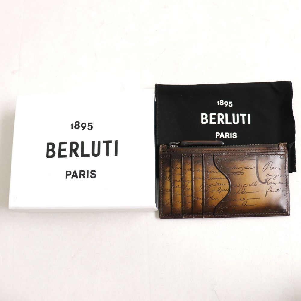 中古 在り在り奇麗さ威儀 老いらく製 Berluti ベルルッティ 中心マキシ スクリットデザイン 革 Zipアテンダント名刺入れ 凝乳箱 赤銅色 イタリア共和国製 メンズ Arcprimarycare Co Uk