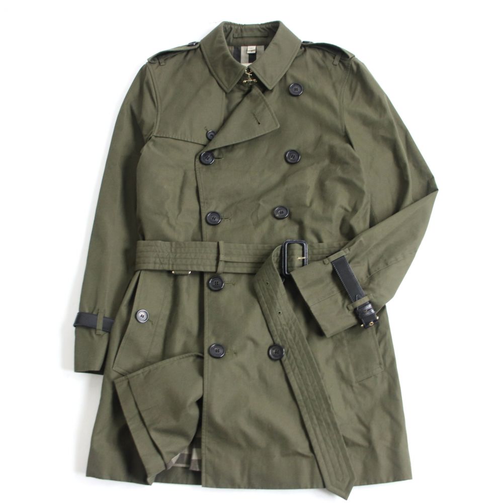 爆買い コート ジャケット London バーバリー ロゴボタン 裏地チェック柄 ショートトレンチコート カーキ 44 イタリア製 国内正規品 中古 良品 Burberry Www Alidineinn Com Au