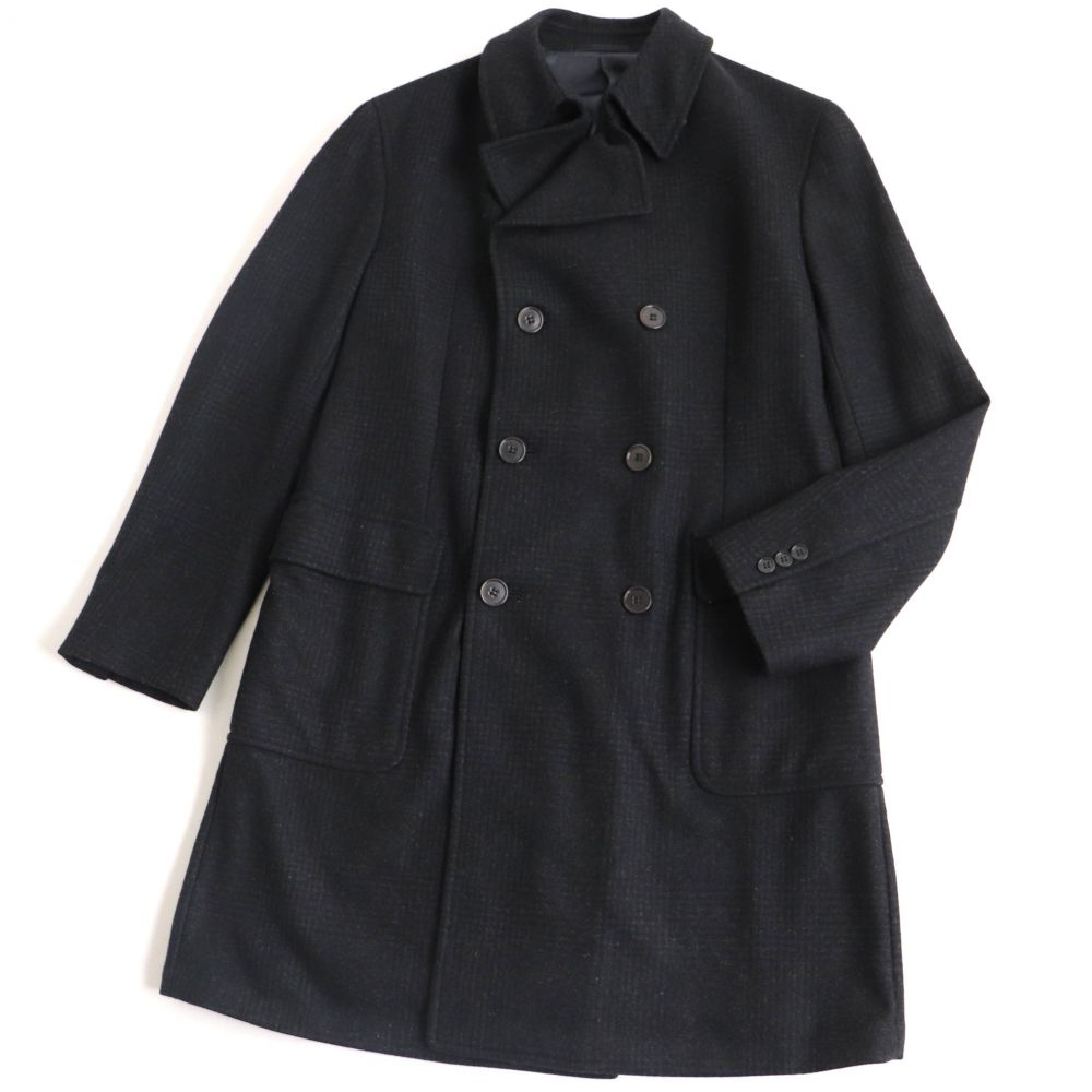 大感謝セール メンズファッション コート ジャケット メンズ 正規品 52 ブラック ダブルコート ロングコート ウール チェック柄 コレツィオーニ アルマーニ Collezioni 中古 極美品 Armani Pascasarjana Unsrat Ac Id