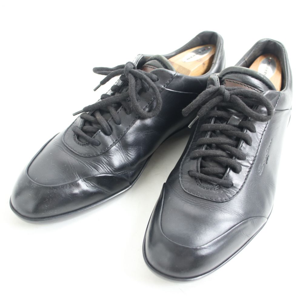 どんどん再考 中古 良品 伊製 Santoni サントーニ 比引揚 法律画像 皮革 スニーカー インフォーマルシューズ 黒奴 6 メンズ Giroveloce It